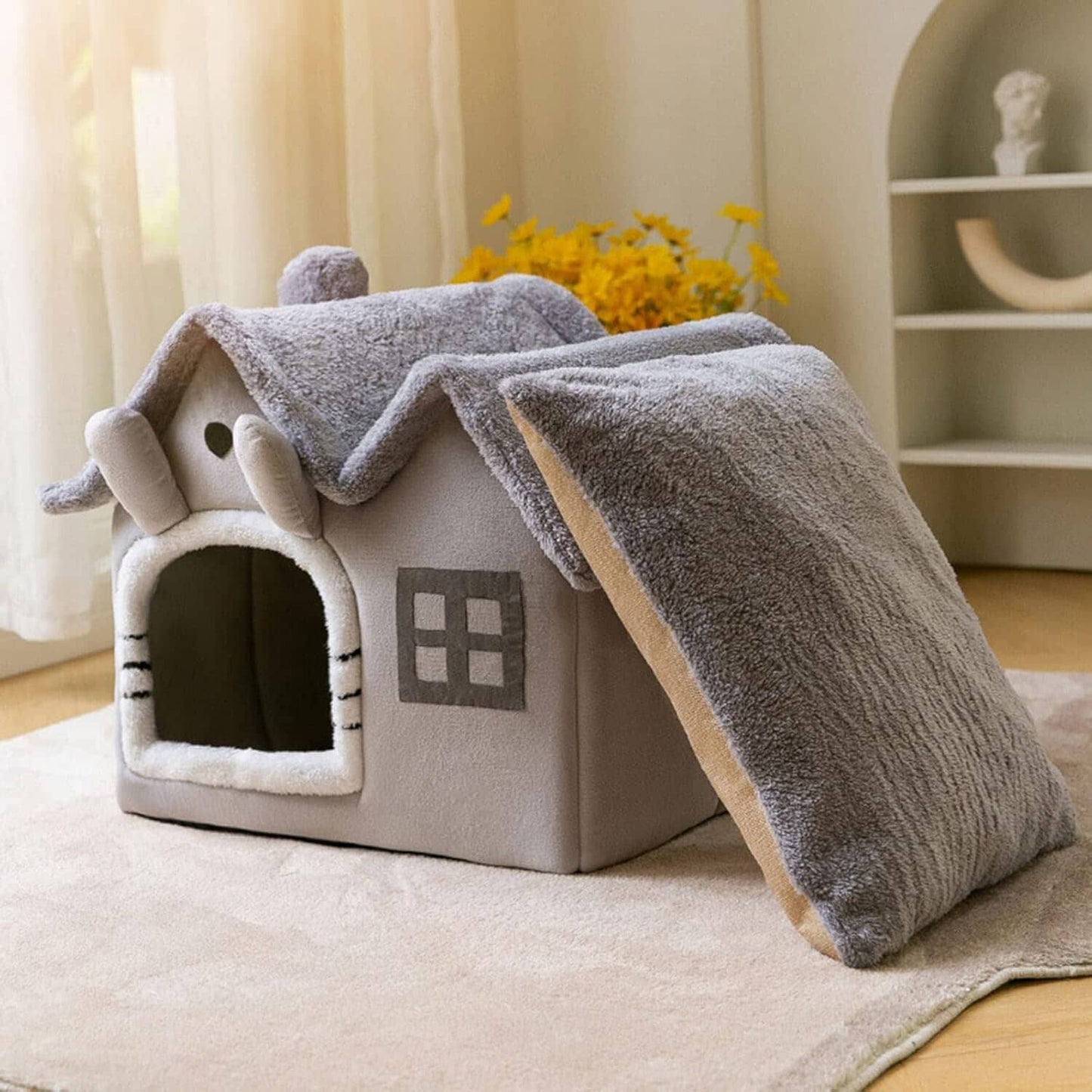 Niche Chien - ComfortableDogHouse™ - Gris Toiture Double